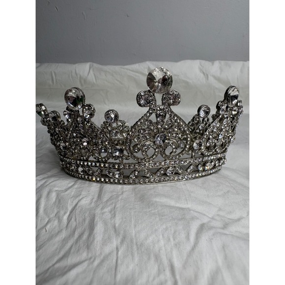 Sparkling Crystal Rhinestone Tiara Crown Silver Tone Bridal Wedding Pageant Prom main image 4